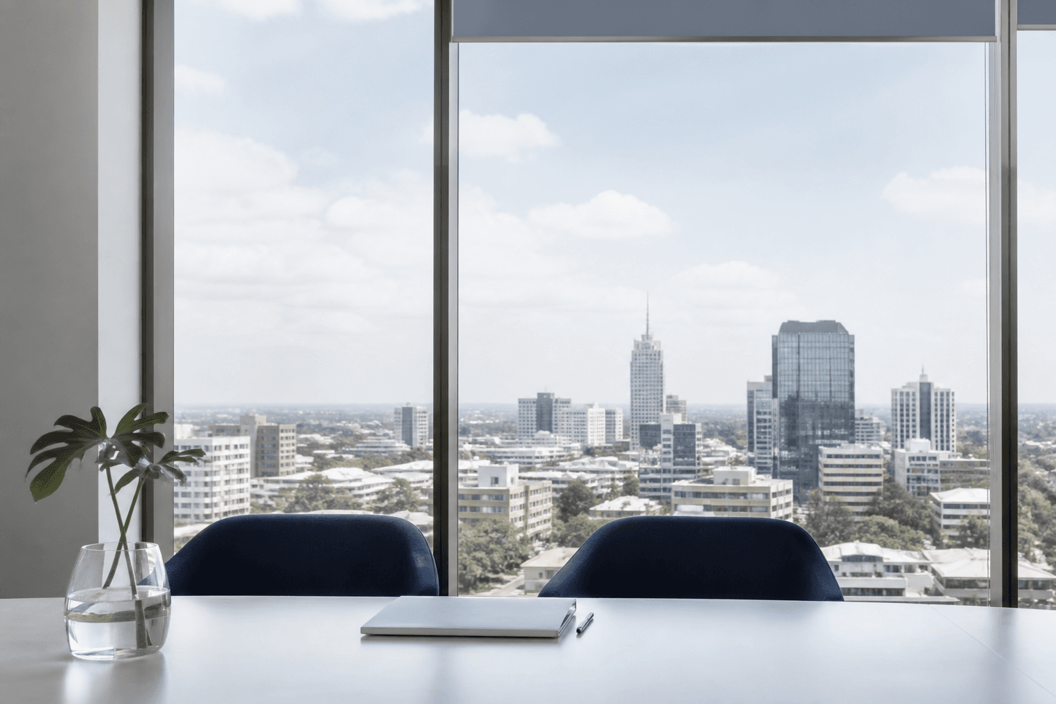 A bright Nairobi office overlooking the city